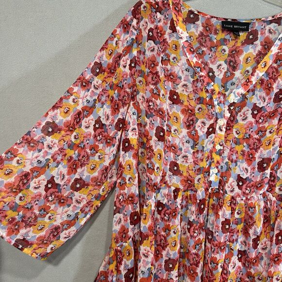 Lane Bryant Asymmetric Top womens 18/20 Half Button Front‎ Cottage Core Cowgirl - Picture 5 of 9